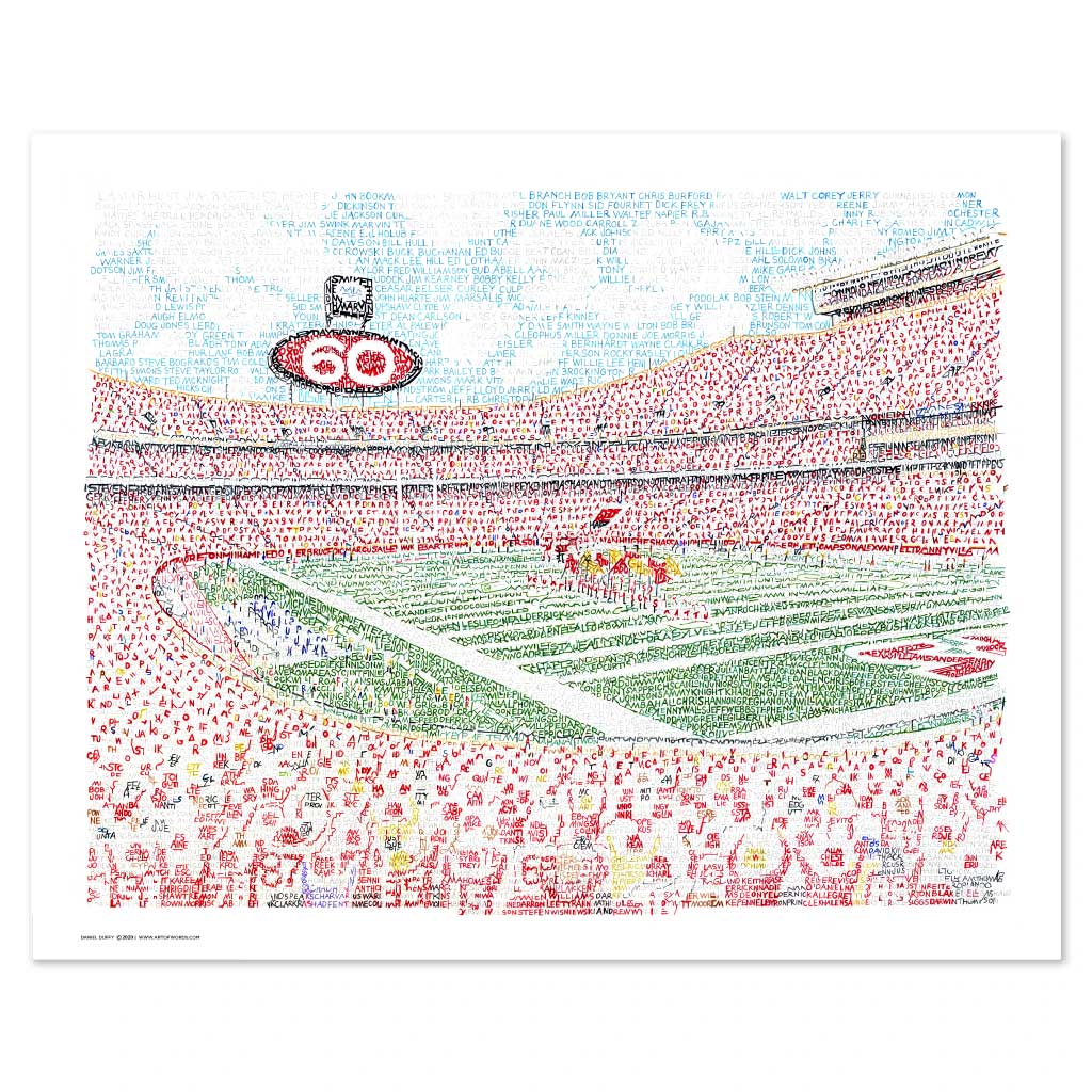 Arrowhead Stadium Word Art Poster | Kansas City Chiefs Gifts & Decor 16'x20' Standard Size Print