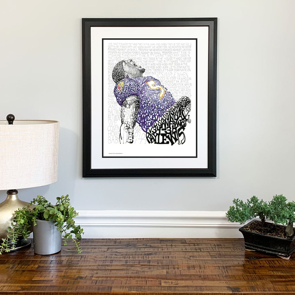 Ray Lewis Autographed Baltimore Ravens 11x14 Splash Art Deluxe